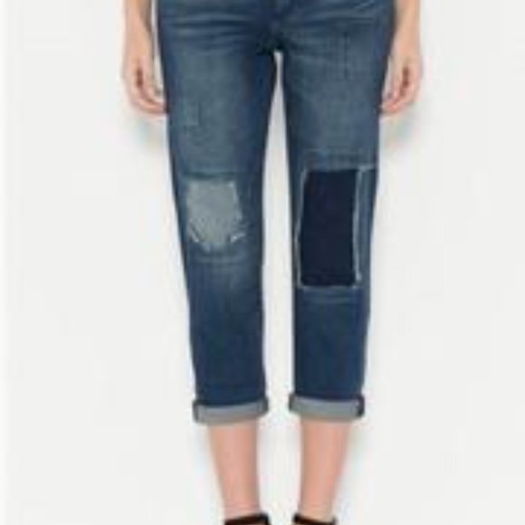 Cello Denim - Cello Patchwork Denim Jean Girlfriend Capris